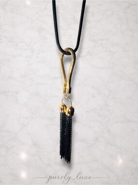 Black and Gold Tassel Necklace